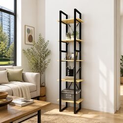 5-Tier Wooden Book Cabinet Brown Bookshelf Storage Shelving Unit 40x30x175cm