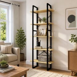 5-Tier Book Cabinet Shelving Unit 60x30x175 cm Brown Wooden Storage Bookcase