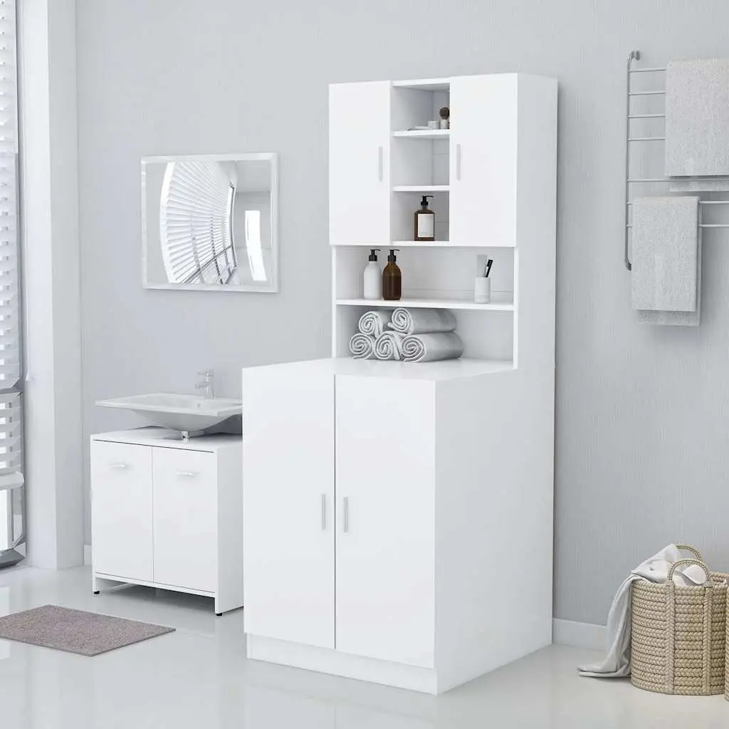 Washing Machine Cabinet White Storage Bathroom Laundry Room Organizer