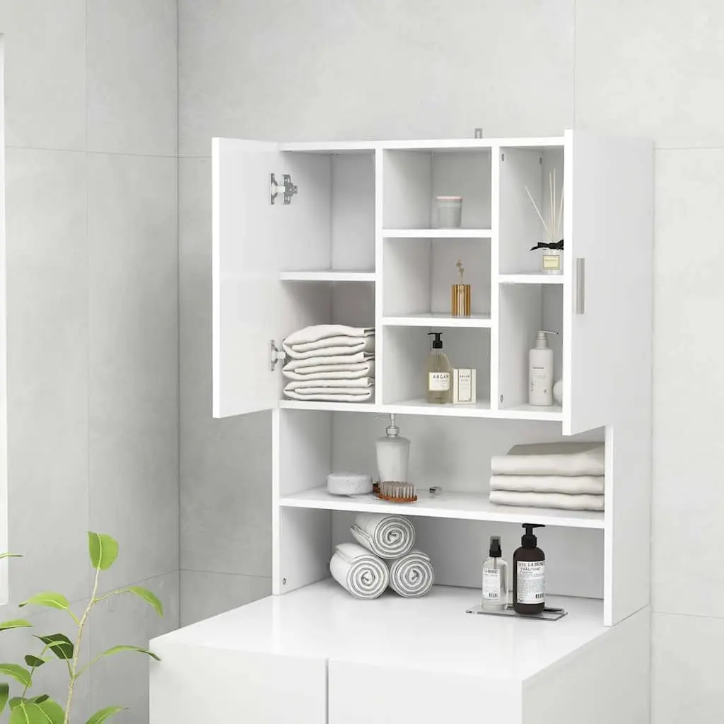 Washing Machine Cabinet White Storage Bathroom Laundry Room Organizer