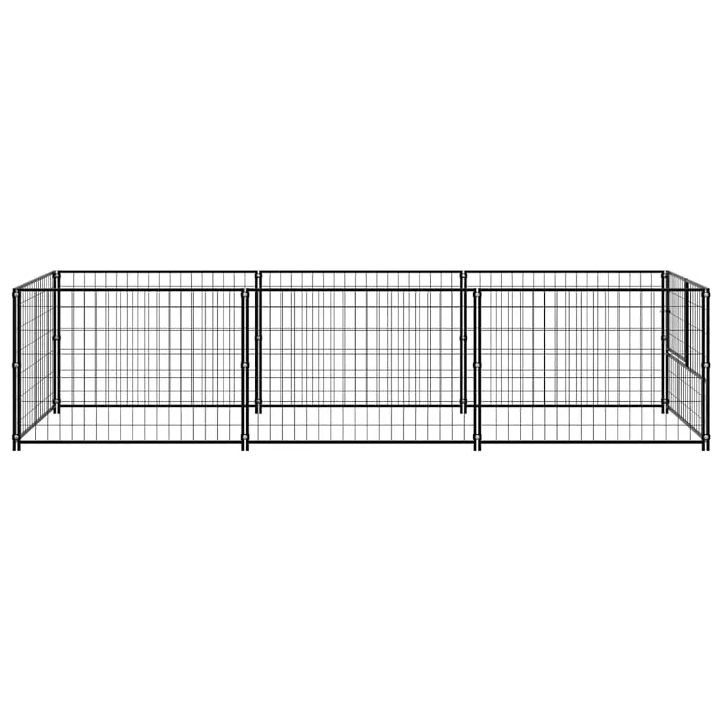 Dog Kennel Outdoor Exercise Run Cage 3m² Black Steel Wire Mesh