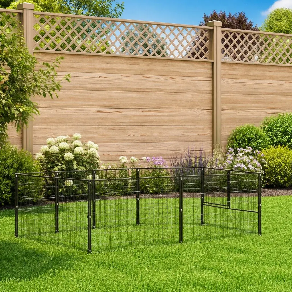 Dog Kennel Outdoor Enclosure Steel Wire Mesh 5 m² Black
