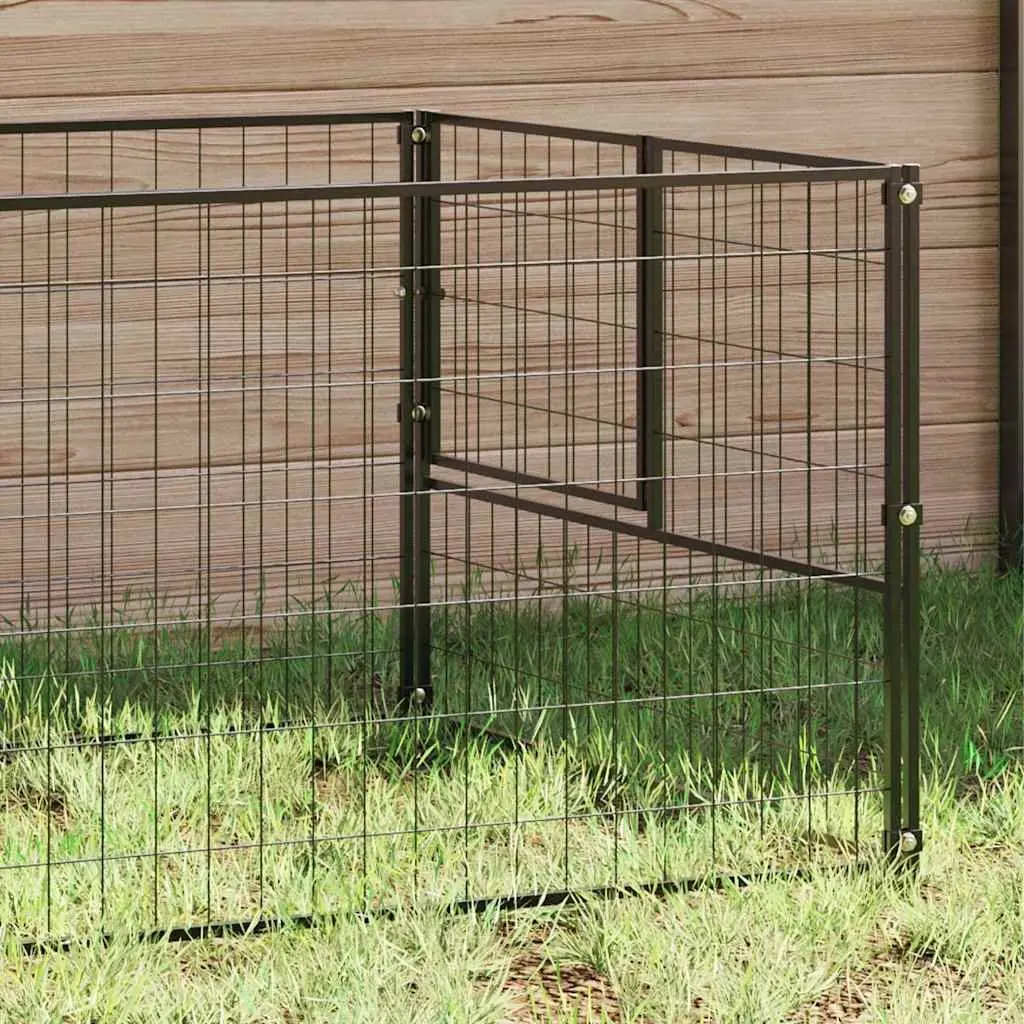 Dog Kennel Outdoor Enclosure Steel Wire Mesh 5 m² Black