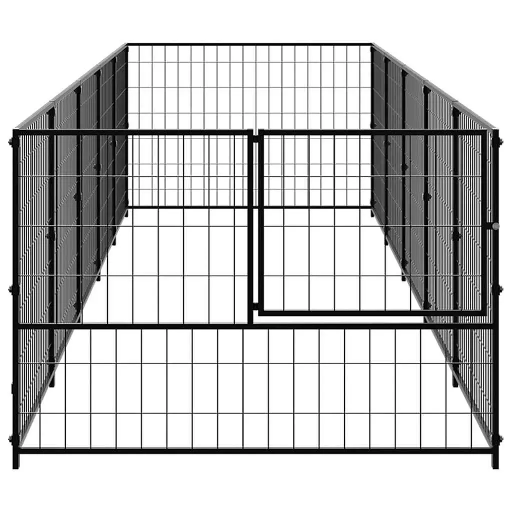 Dog Kennel Outdoor Enclosure Steel Wire Mesh 5 m² Black