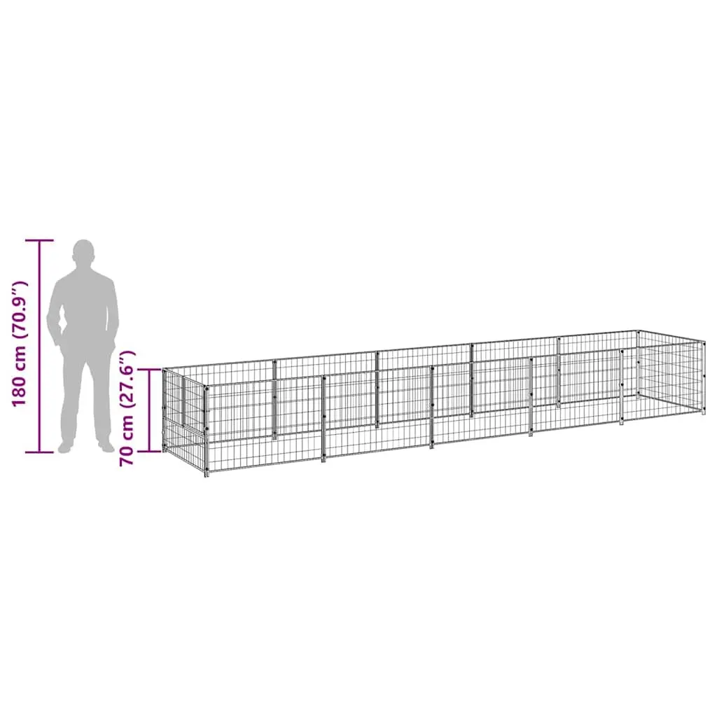 Dog Kennel Outdoor Enclosure Steel Wire Mesh 5 m² Black