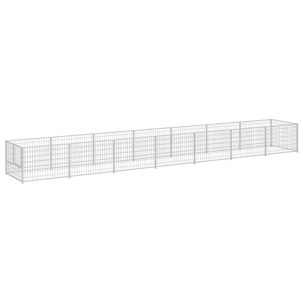 Dog Kennel Run Outdoor Steel Wire Mesh Exercise Play Pen 7 m² Silver