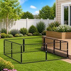 Dog Kennel Outdoor Steel Wire Mesh Enclosure Large Play Paradise 4m² Black