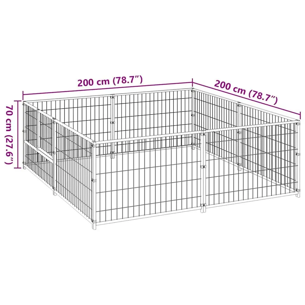 Dog Kennel Outdoor Steel Wire Mesh Enclosure Large 4m² Black