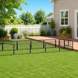 Dog Kennel Outdoor Steel 12m² Black Pet Enclosure Run Play Pen Secure