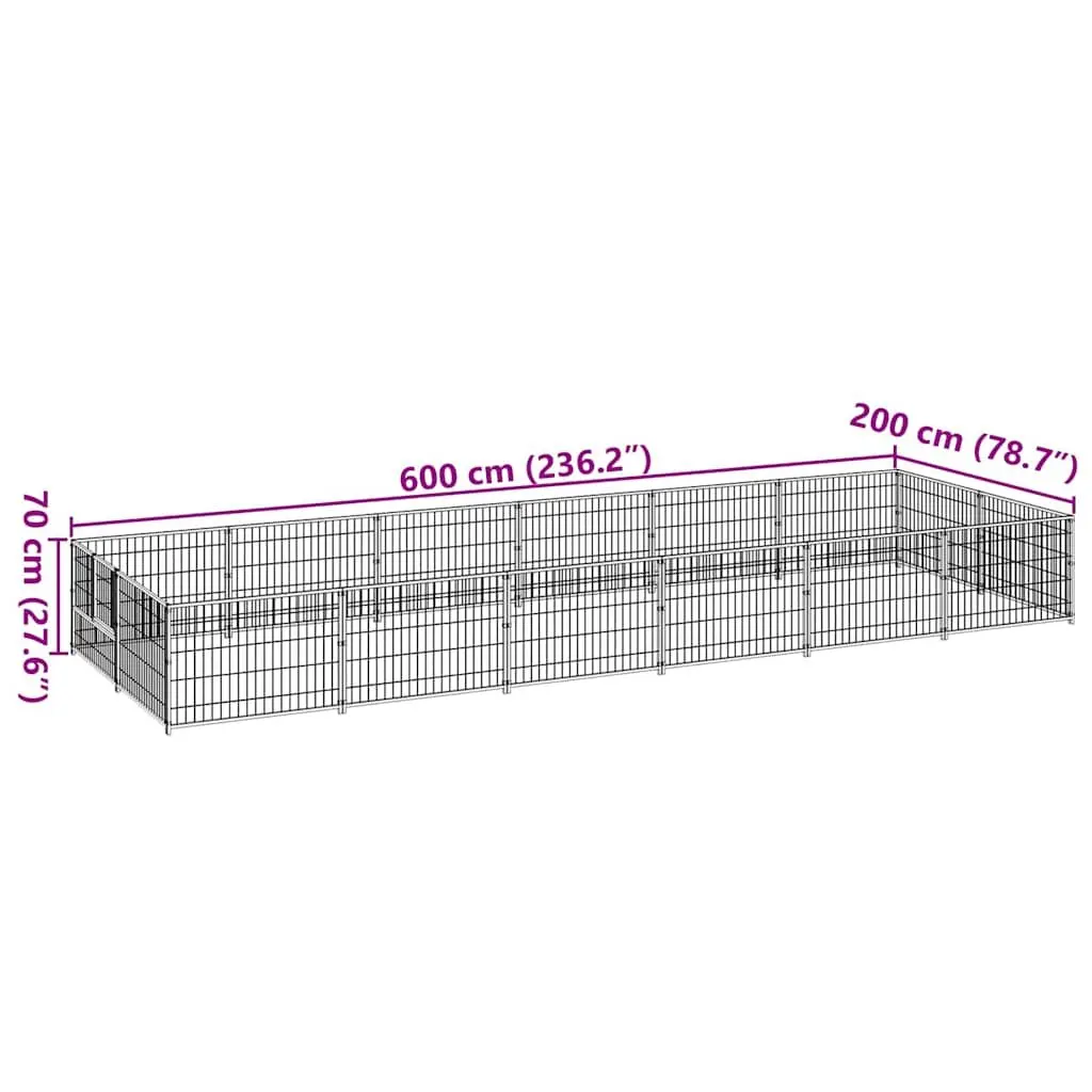 Dog Kennel Run Enclosure Steel Mesh Walls 12 m² Outdoor Play Area Silver