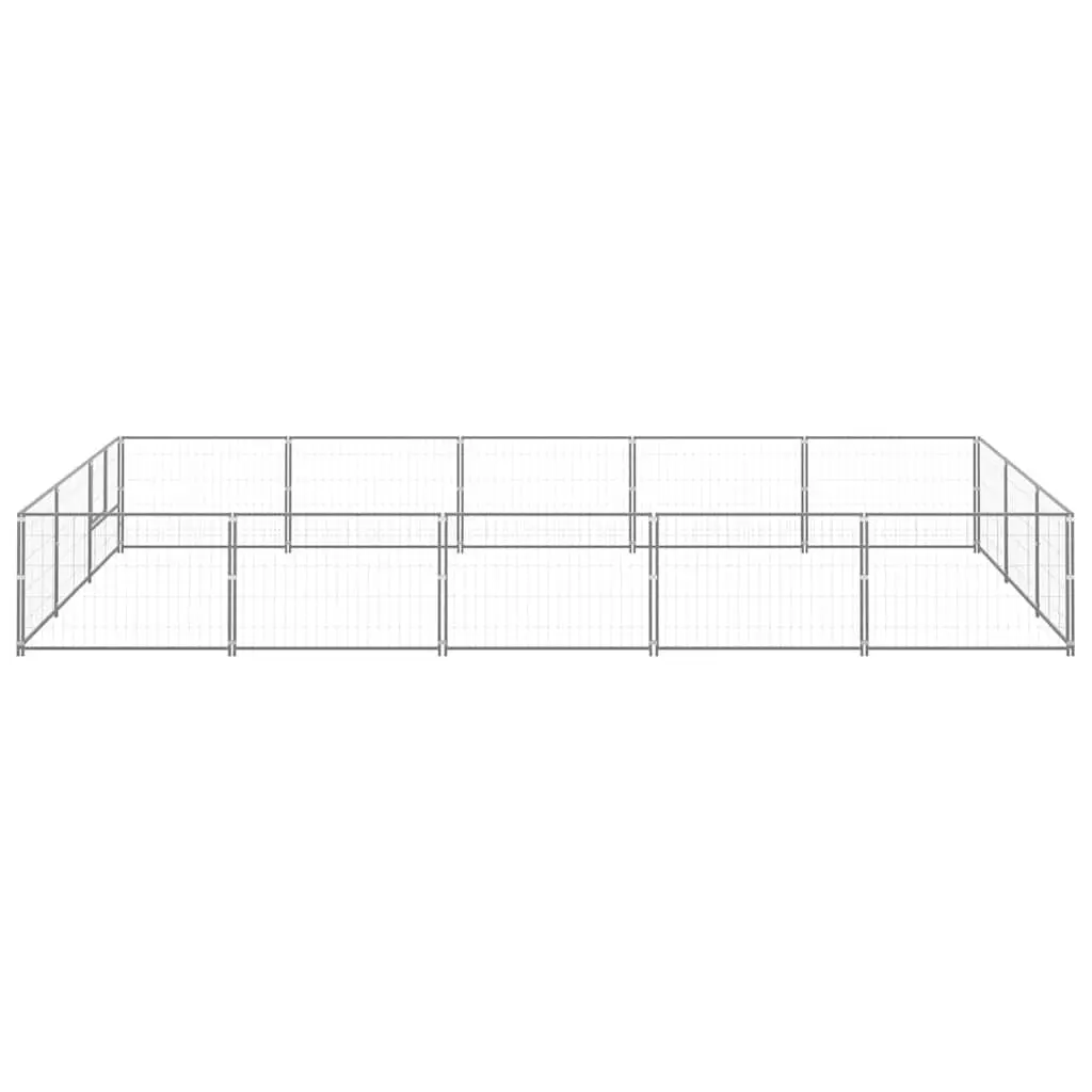 Dog Kennel Spacious Outdoor Enclosure 15 m² Silver Steel Wire Mesh