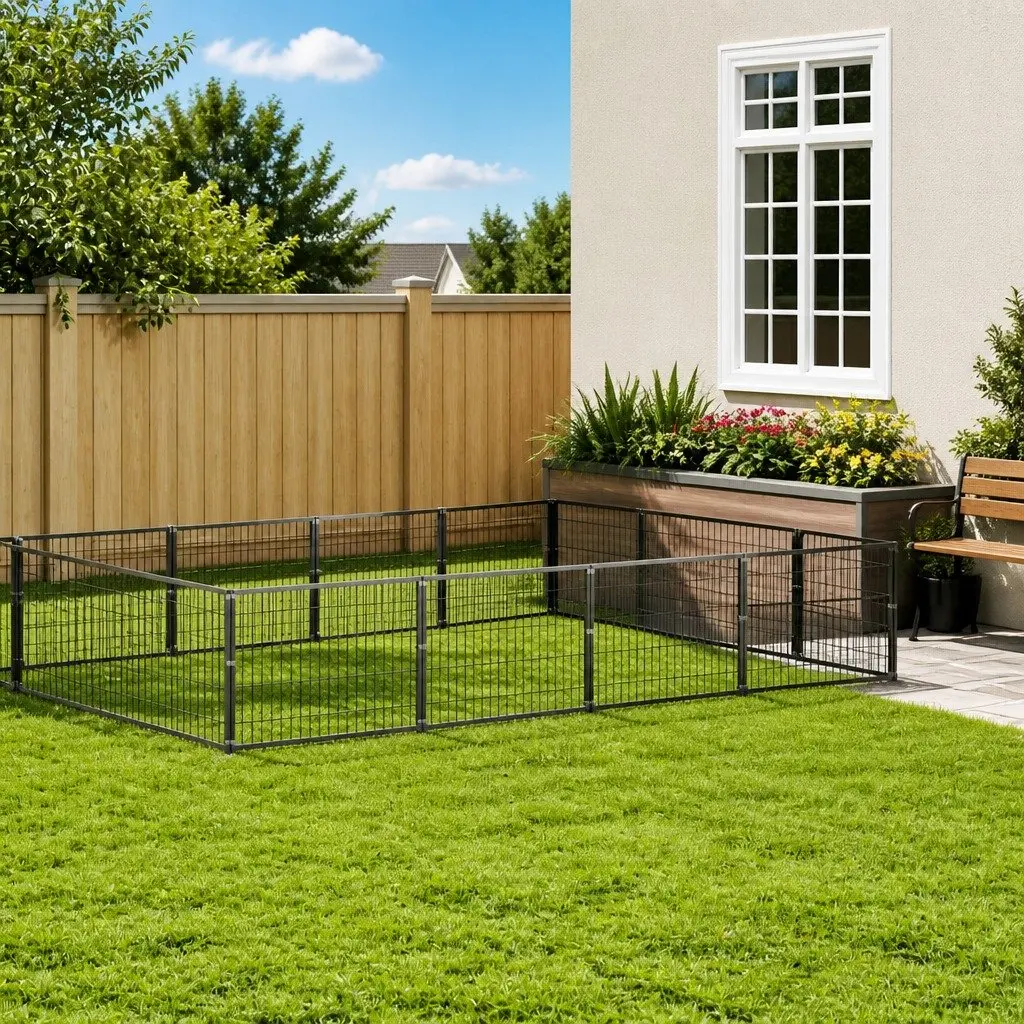 Dog Kennel Outdoor Pet Enclosure Steel Wire Mesh 21 m² Silver