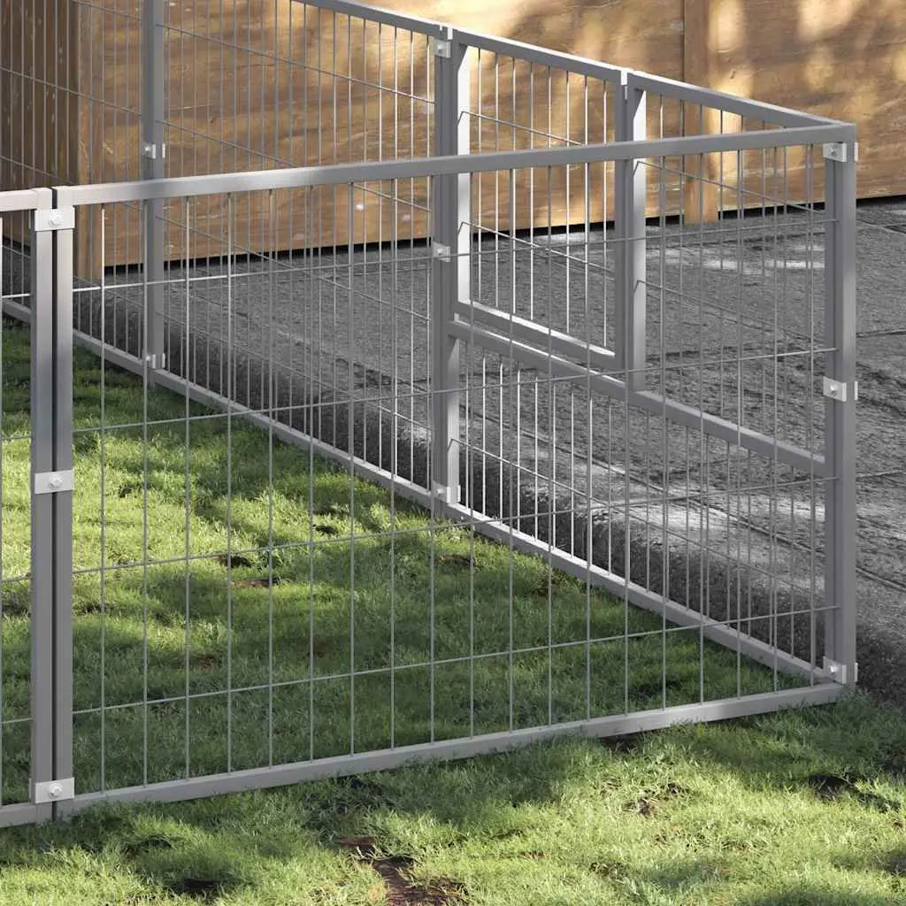 Dog Kennel Outdoor Pet Enclosure Steel Wire Mesh 21 m² Silver