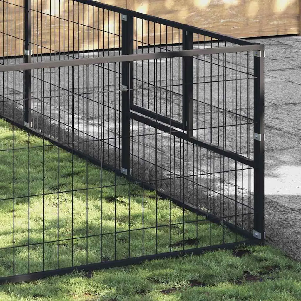 Dog Kennel Outdoor Large Steel Cage Pet Enclosure Run Black Steel Wire Mesh