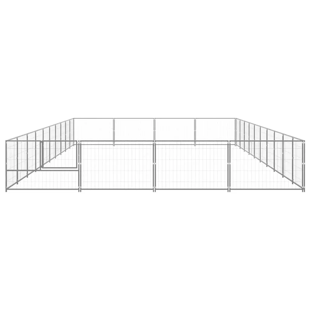 Dog Kennel Outdoor Pet Enclosure 40 m² Steel Wire Mesh Run Cage Silver