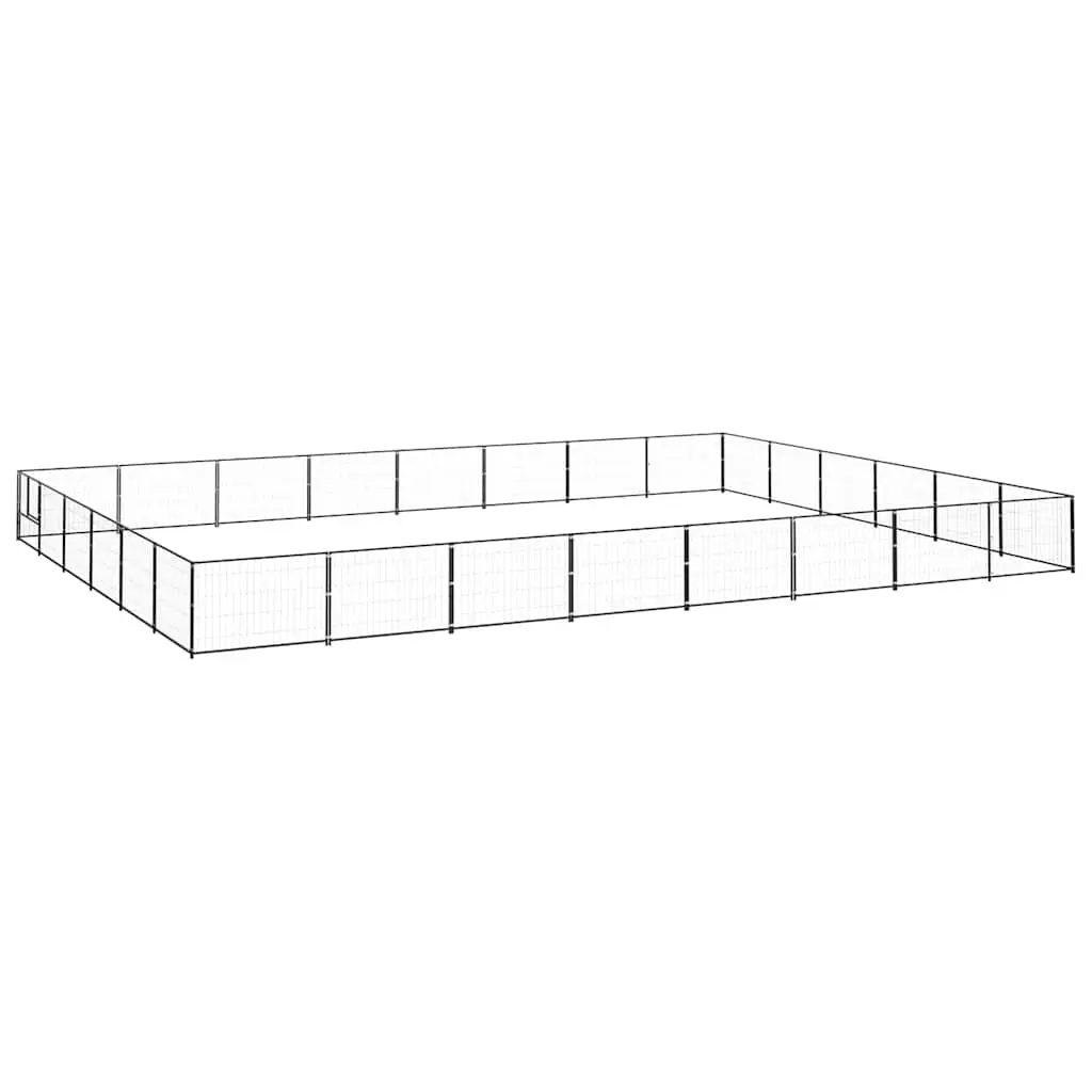Dog Kennel Outdoor Steel Wire Mesh Large Exercise Space 48m² Black