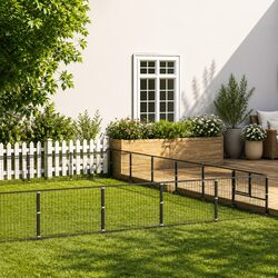 Dog Kennel Outdoor Black Steel Wire Mesh Pet Enclosure Cage Run Play Area