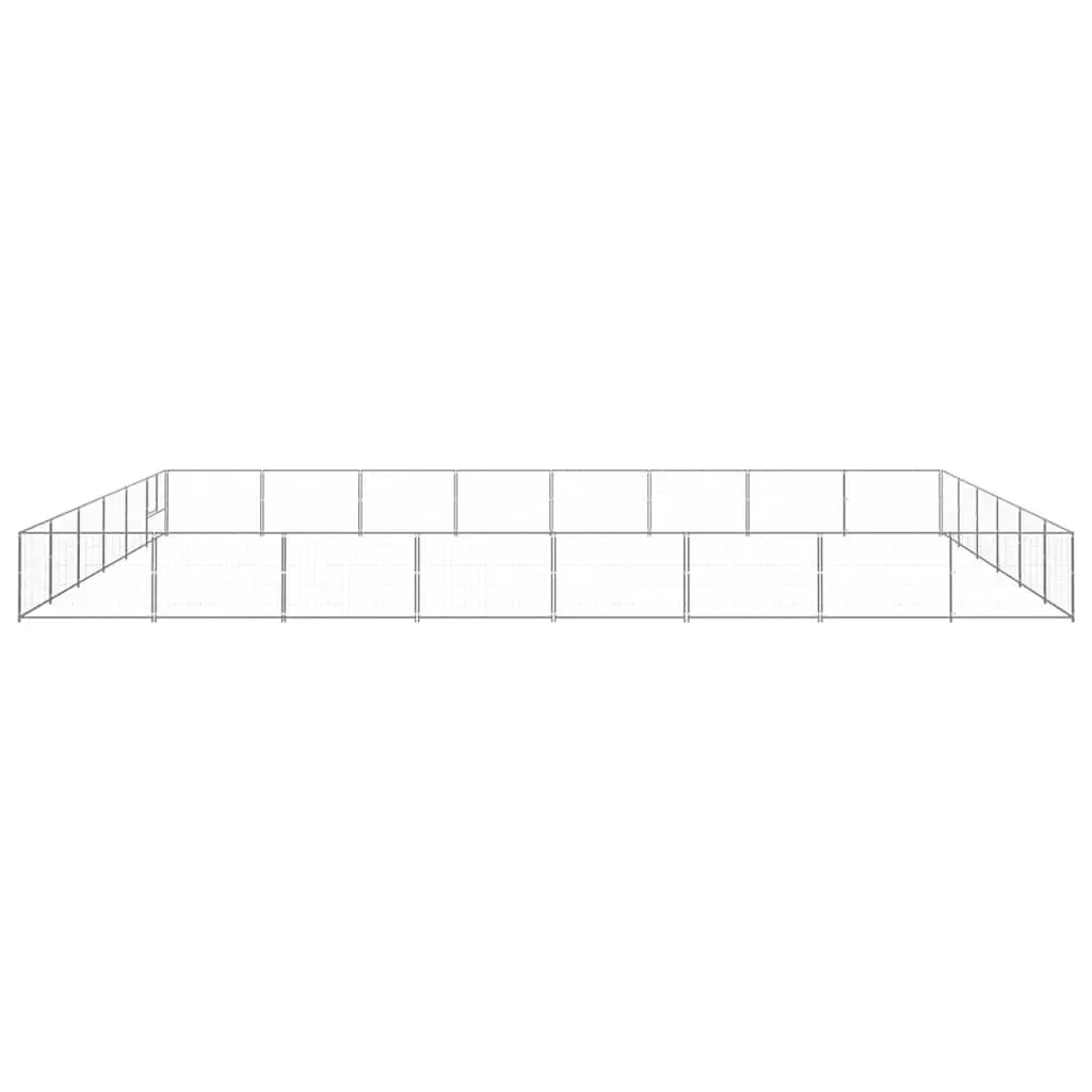 Dog Kennel Large Outdoor Pet Enclosure Steel Wire Mesh Cage Silver