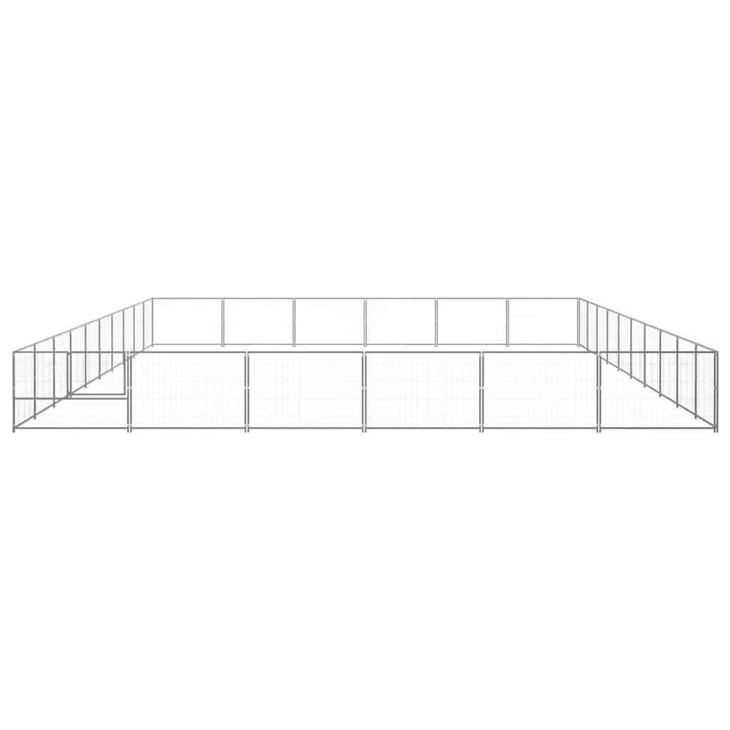 Dog Kennel Outdoor Pet Enclosure Steel Wire Mesh 60m² Silver