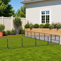 Dog Kennel Outdoor Pet Enclosure Steel Wire Mesh Run Cage Exercise Space Silver