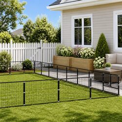 Dog Kennel Outdoor Black Steel Wire Mesh Pet Enclosure Run Play Area Exercise