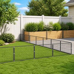 Dog Kennel Outdoor Enclosure Silver Steel Wire Mesh Exercise Play Pen Cage