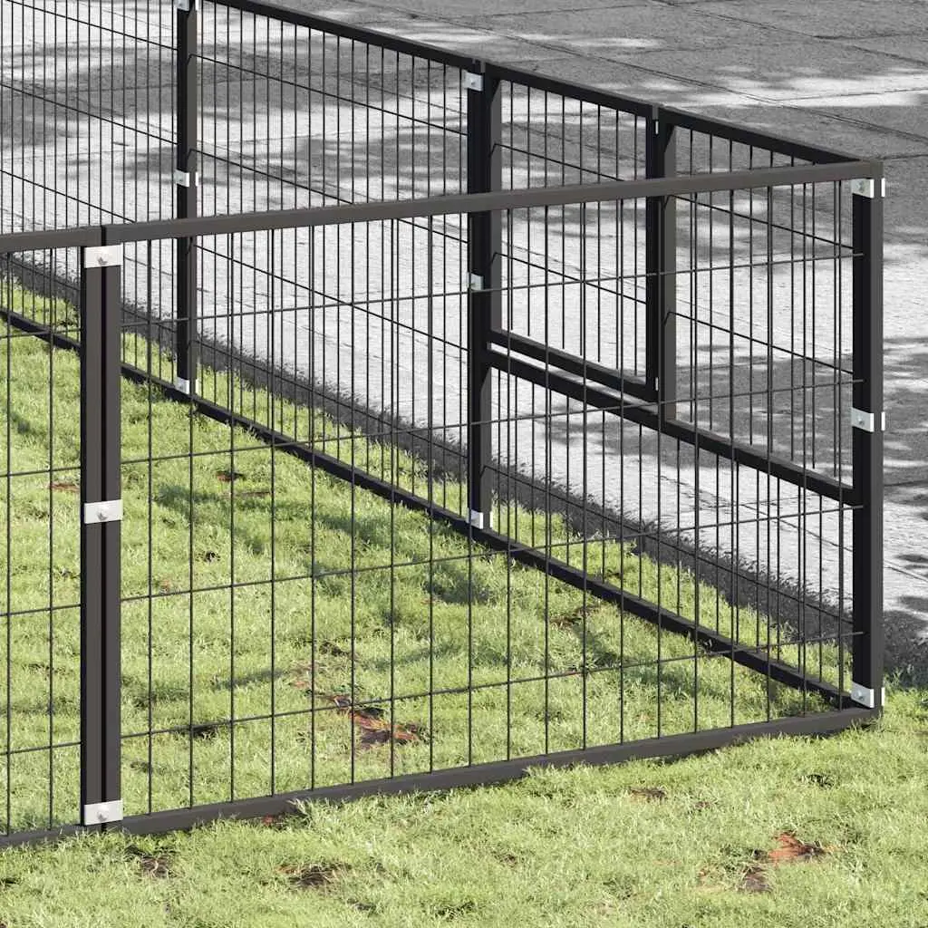 Dog Kennel Outdoor Run Large Steel Wire Mesh Pet Enclosure Black