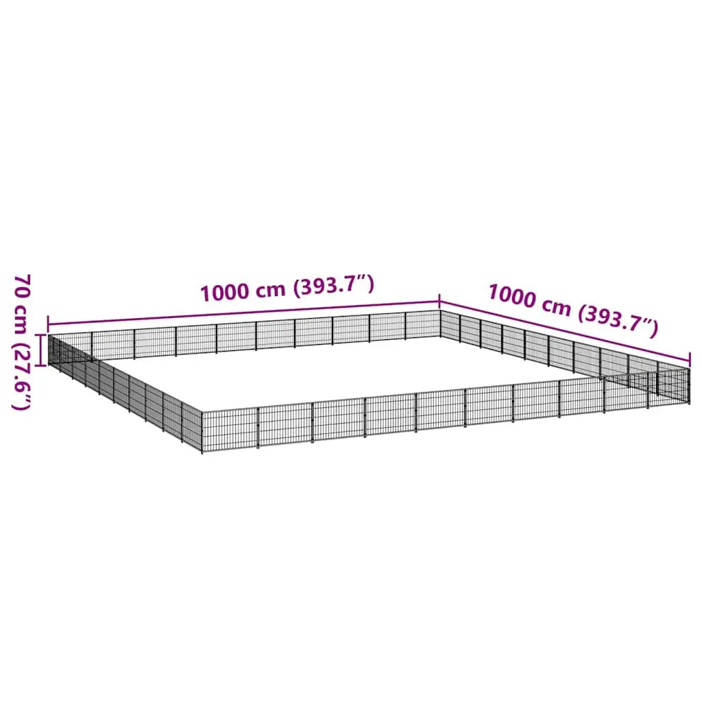 Dog Kennel Outdoor Run Large Steel Wire Mesh Pet Enclosure Black