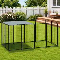 Dog Kennel Outdoor Steel Cage Enclosure Run Exercise Play Pen Area 2.42m²