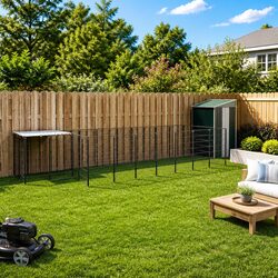Dog Kennel Outdoor Steel Cage Pet Enclosure Run Large Exercise Space Black