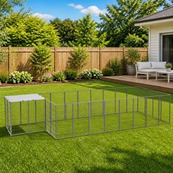 Dog Kennel Outdoor Pet Enclosure Steel Wire Mesh Cage Run Exercise Pen Playpen