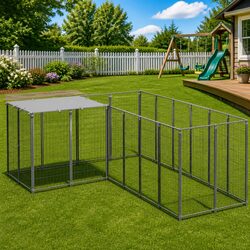Dog Kennel Silver 4.84m² Outdoor Steel Wire Mesh Enclosure Pet Run Exercise Cage