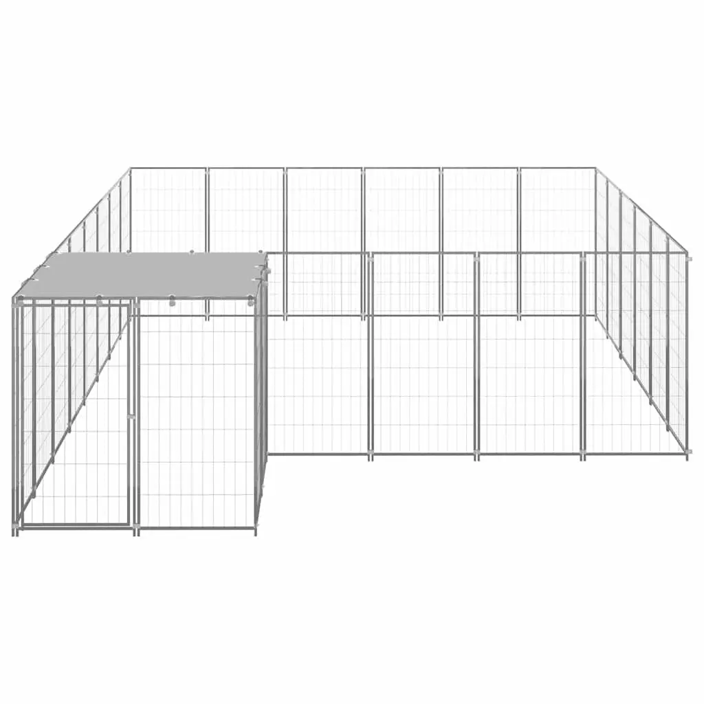 Dog Kennel Outdoor Run Enclosure Large Steel Wire Mesh Silver