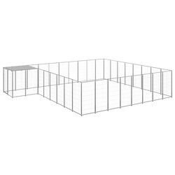 Dog Kennel Outdoor Enclosure Steel Wire Mesh Run Large Exercise Space Silver