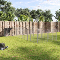Dog Kennel Outdoor Steel Cage Enclosure Large Run Play Area Silver