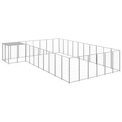 Dog Kennel Run Enclosure Silver Steel Wire Mesh Outdoor Large Pet Exercise Cage