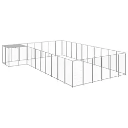 Dog Kennel Run Enclosure Silver Steel Wire Mesh Outdoor Large Pet Exercise Cage