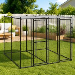 Outdoor Dog Kennel Steel with Roof Mesh Enclosure Lockable Door Exercise Pen