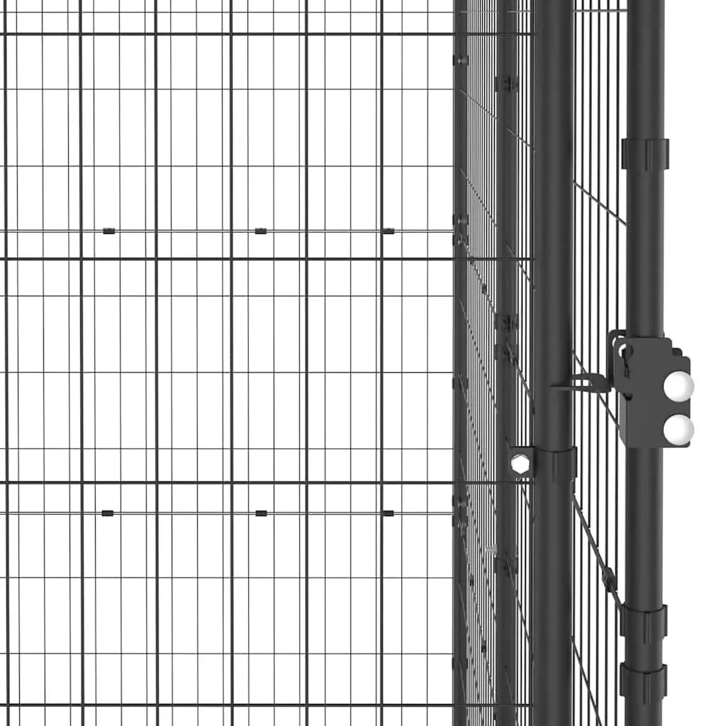 Dog Kennel Outdoor Steel Frame Roof Mesh Enclosure Exercise Playpen Black