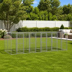 Outdoor Dog Kennel Galvanised Steel Roof 12.1 m² Large Run Exercise Play