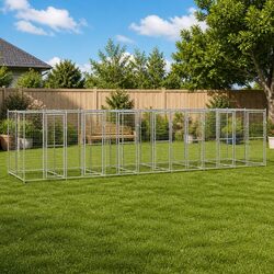 Dog Kennel Run Enclosure Galvanised Steel 16.94 m² Exercise Play Pen Outdoor