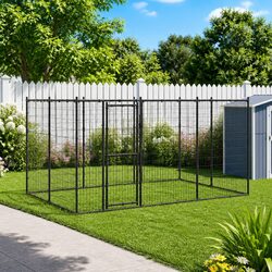 Dog Kennel Steel Frame Outdoor Run Enclosure with Roof Canopy 7.26 m²