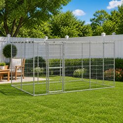 Outdoor Dog Kennel Galvanised Steel Mesh Roof Canopy Large Exercise Run Pen