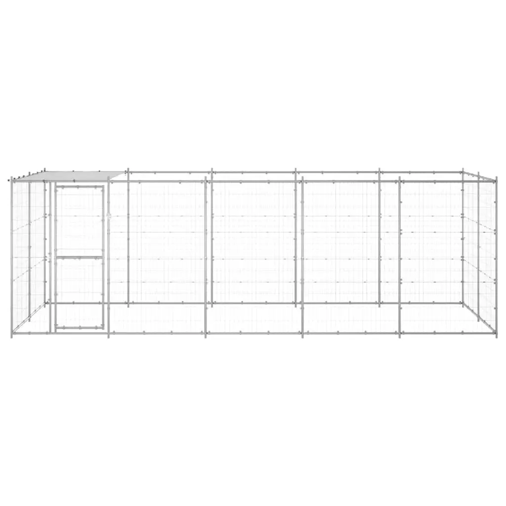 Dog Kennel Outdoor Galvanised Steel Mesh Run Exercise Pen Water Resistant Silver