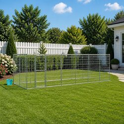 Outdoor Dog Kennel Galvanised Steel Roof Large Exercise Run Enclosure Mesh