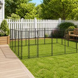 Dog Kennel Outdoor Steel Exercise Run Enclosure Mesh Ventilation Lockable Door