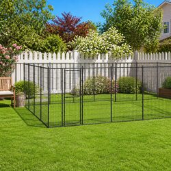 Dog Kennel Steel Large Outdoor Enclosure Exercise Play Pen Mesh Ventilation