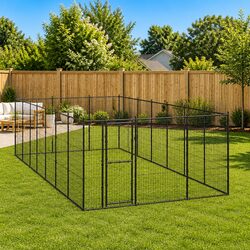 Dog Kennel Outdoor Run 21.78 m² Steel Mesh Exercise Pen Puppy Training Enclosure