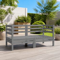 Outdoor Garden 2-Seater Sofa Modular Solid Pine Wood Lounge Patio Furniture Grey