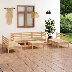 Garden Lounge Set 8 Piece Outdoor Furniture Modular Solid Wood Brown